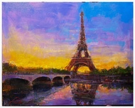 Michael Flohr Bar Art, Martini Art, Wine Art City of Lights - Paris (Original) (Framed)